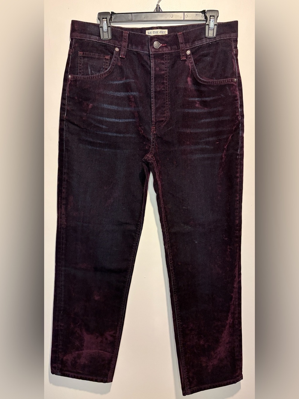 Free People Straight Leg Jeans in Deep Plum - Picture 3 of 10